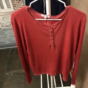 Cotton Citizen Red Long Sleeve Button Tshirt